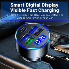 5 USB Port Super Fast Car Charger Adapter For iPhone Samsung Android Cell Phone