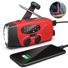Emergency  Radio Crank Solar Hand Weather 1000mAh Power Bank Charger Flash Light