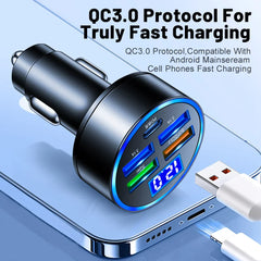5 USB Port Super Fast Car Charger Adapter For iPhone Samsung Android Cell Phone