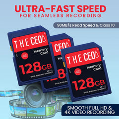 128G SD Memory Card Ultra SDHC UHS-I 90MB/s, C10, U1, Full HD, SD Card
