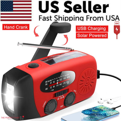 Emergency  Radio Crank Solar Hand Weather 1000mAh Power Bank Charger Flash Light